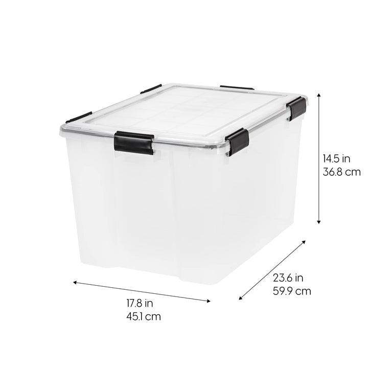 IRIS USA 54 Quart Stackable Plastic Storage Bins with Lids and Latching Buckles, 6 Pack - Pearl, Containers with Lids and Latches, Durable Nestable Closet, Garage, Totes, Tubs Boxes Organizing Latching Lid 54 Qt. - 6 Pack