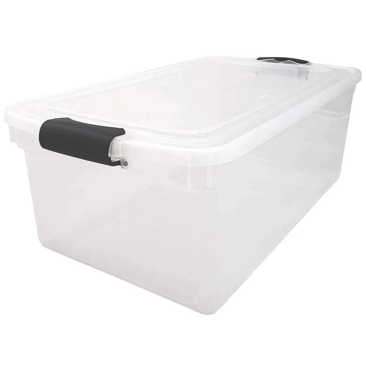 HOMZ 2 Pack Large Clear Plastic Storage Bins with Latching Lids, 112 Quart, Gray 112 QT (2 Pack)