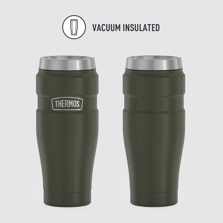 THERMOS Stainless King Vacuum-Insulated Travel Tumbler, 16 Ounce, Matte Green