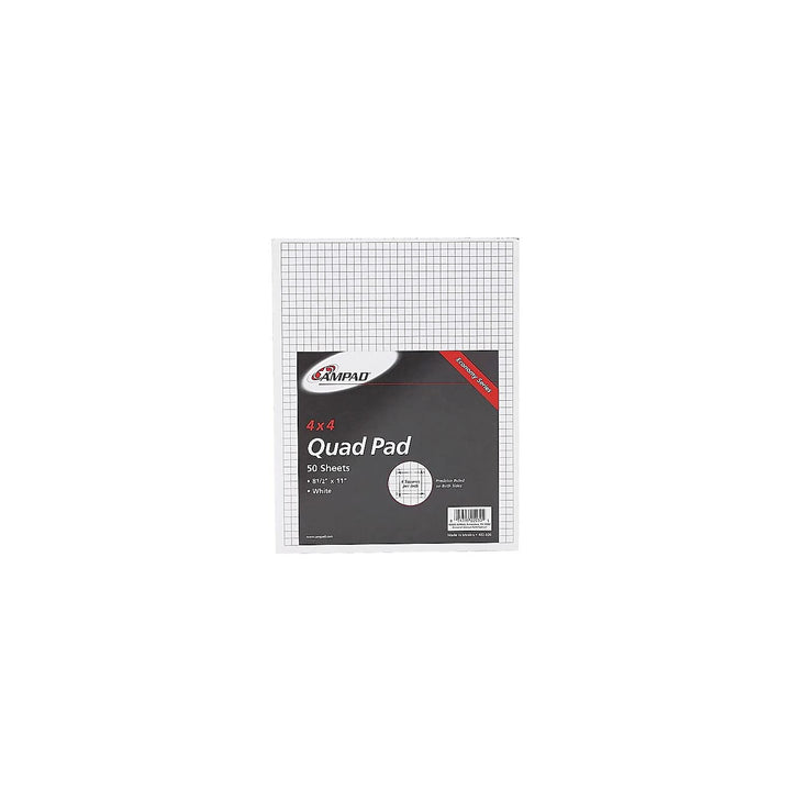 Ampad 8 1/2 x 11 Inches White Quad Pad, 4 Square Inch, 50 Sheets, 1 Each (22-030C)