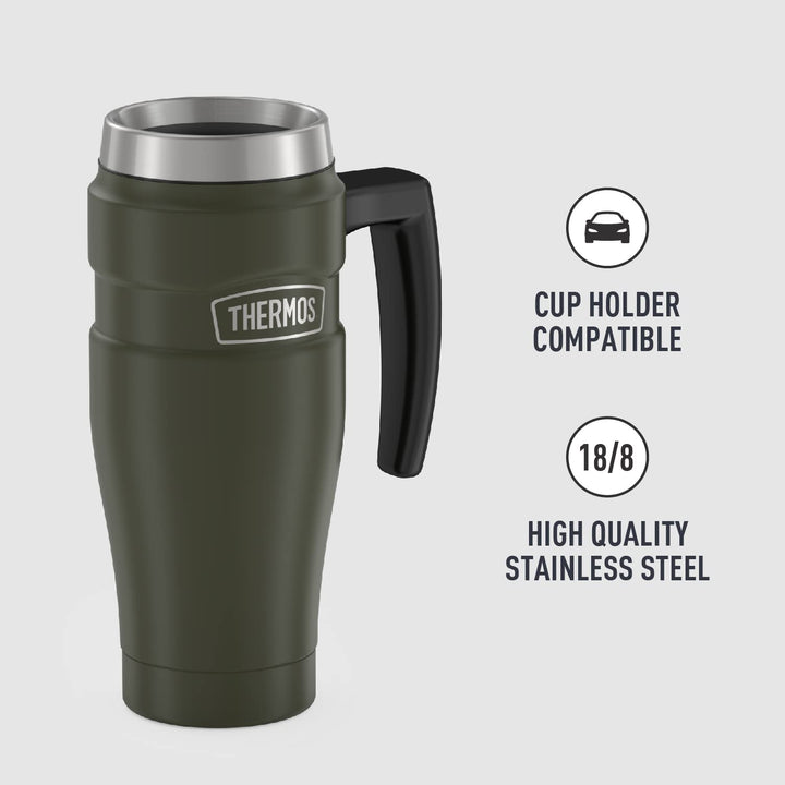 THERMOS Stainless King Vacuum-Insulated Travel Mug, 16 Ounce, Army Green