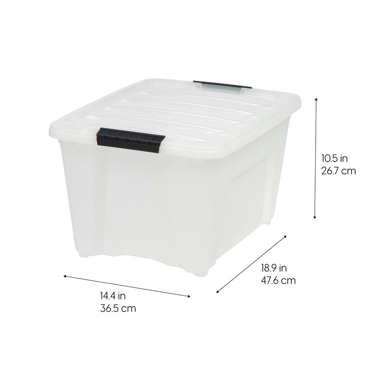 IRIS USA 54 Quart Stackable Plastic Storage Bins with Lids and Latching Buckles, 6 Pack - Pearl, Containers with Lids and Latches, Durable Nestable Closet, Garage, Totes, Tubs Boxes Organizing Latching Lid 54 Qt. - 6 Pack