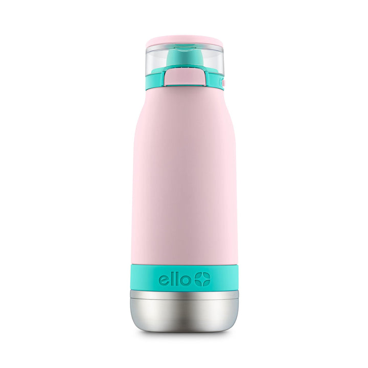 Ello Emma 14oz Vacuum Insulated Stainless Steel Kids Water Bottle with Straw and Built-in Carrying Handle and Leak-Proof Locking Lid for School Backpack, Lunchbox and Outdoor Sports Cotton Candy