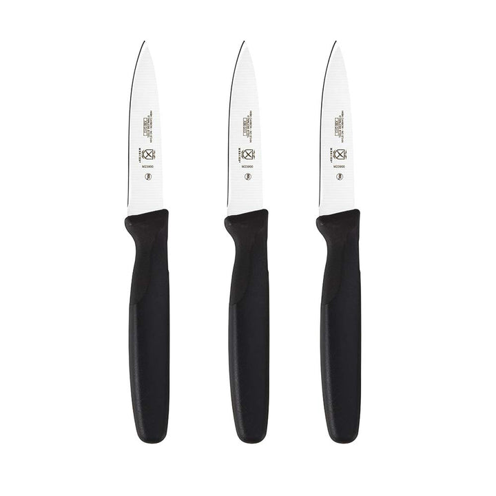 Mercer Culinary M23903 Millennia Black Handle, 3-Inch Slim Paring Knives (3-Pack), Paring Knife 3" Paring Knife (Slim) (Pack of 3)