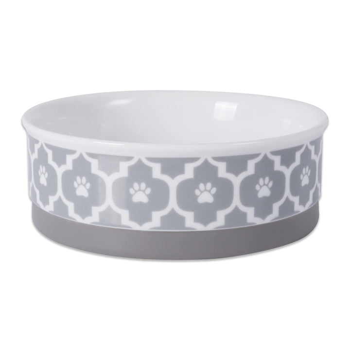 Bone Dry Lattice Pet Bowl, Removable Silicone Ring Creates Non-Slip Bottom for Secure Feeding & Less Mess, Microwave & Dishwasher Safe, Single Dish, Medium 6x2", Gray Single Dish, Medium 6x2"