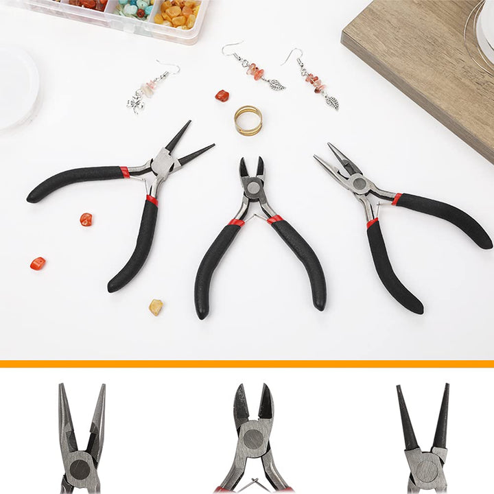 4PCS Jewelry Pliers Set - (Needle Nose Pliers,Round Nose Pliers,Wire Cutters Pliers,Jump Ring Opener) - Mini Pliers for Jewelry Making, Earring Pliers,Jewelry Tools Kit,DIY Craft Pliers