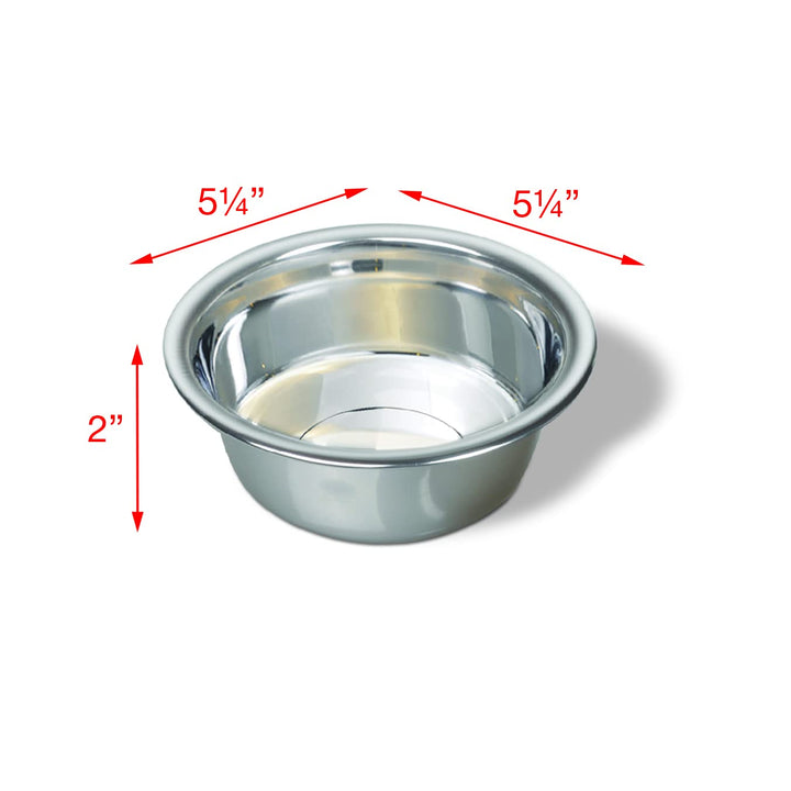 Van Ness Pets Small Lightweight Stainless Steel Dog Bowl, 16 OZ Food And Water Dish 16 OZ.