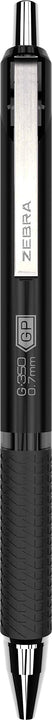 Zebra Pen G-350 Retractable Gel Pen, Medium Point, 0.7mm, Space Black Barrel, Black Rapid Dry Ink, 12 Pack, Model: 40710