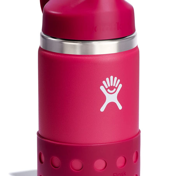 Hydro Flask Kids Wide Mouth Straw Cap And Boot Peony 12 Oz