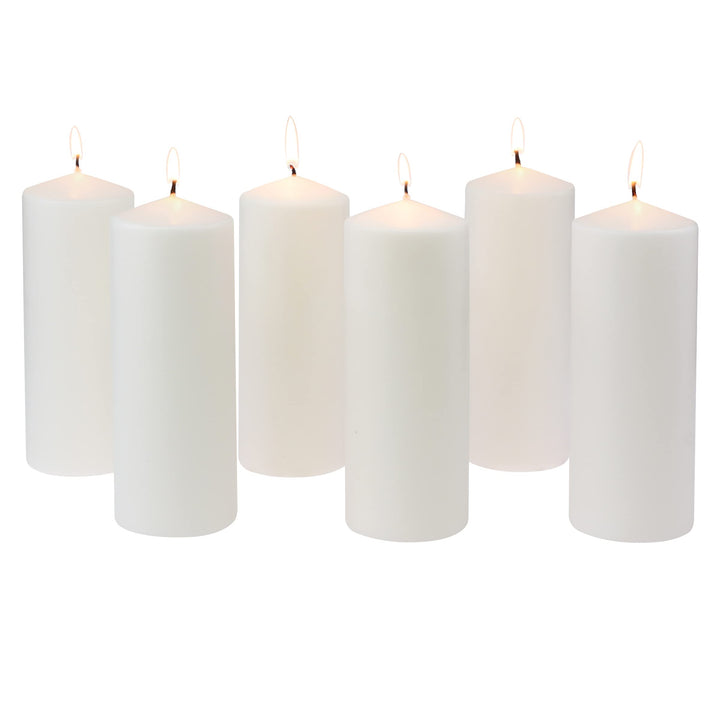 Stonebriar 80 Hour Long Burning White Unscented Pillar Candles, 3x8, White, 6 Count 3" x 8" 6.0