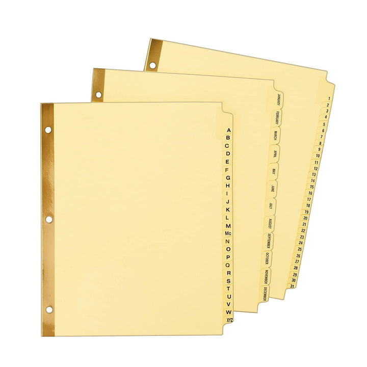 AVERY Recycled GD Reinforced Preprinted Laminated Tab Dividers, 12-Tab, Jan-Dec, Letter, Buff, 12 per Set (11307)