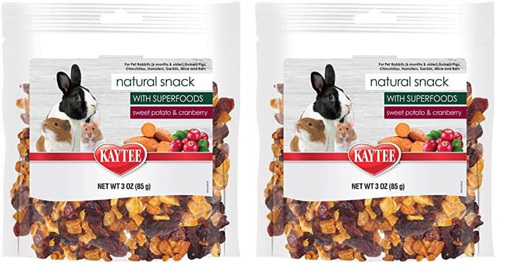 Kaytee Natural Snack with Superfoods For Pet Guinea Pigs, Rabbits, Hamsters, and Other Small Animals, Sweet Potato & Cranberry, 3 Ounces 3 Ounce (Pack of 1)