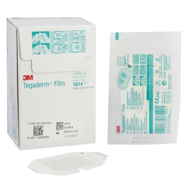 3M™ Tegaderm™ Transparent Film Dressing Frame Style with Border, 1614, 2-3/8 in x 2-3/4 in (6cm x 7cm), 100/ct 4 ct/Case 2-3/8" x 2-3/4" (6cm x 7cm)