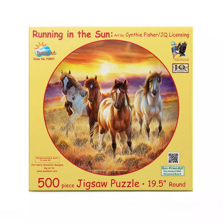 Sunsout Running in the Sun 500 Pc round Jigsaw Puzzle 70997