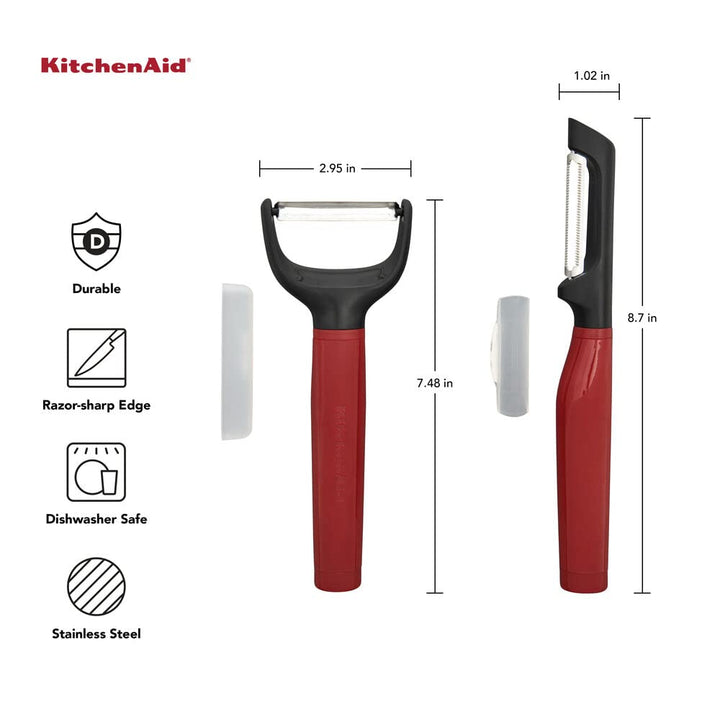 KitchenAid Universal Y and Euro Peeler Set, 8.7-Inch, Empire Red 2 Piece Peeler Set