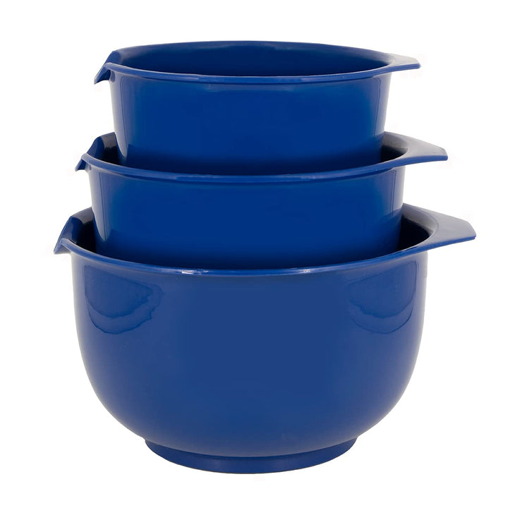 GLAD LAD Mixing Bowls with Pour Spout| Nesting Design Saves Space | Non-Slip, BPA Free, Dishwasher Safe Plastic | Kitchen Cooking and Baking Supplies, Blue, 3 Count (Pack of 1)