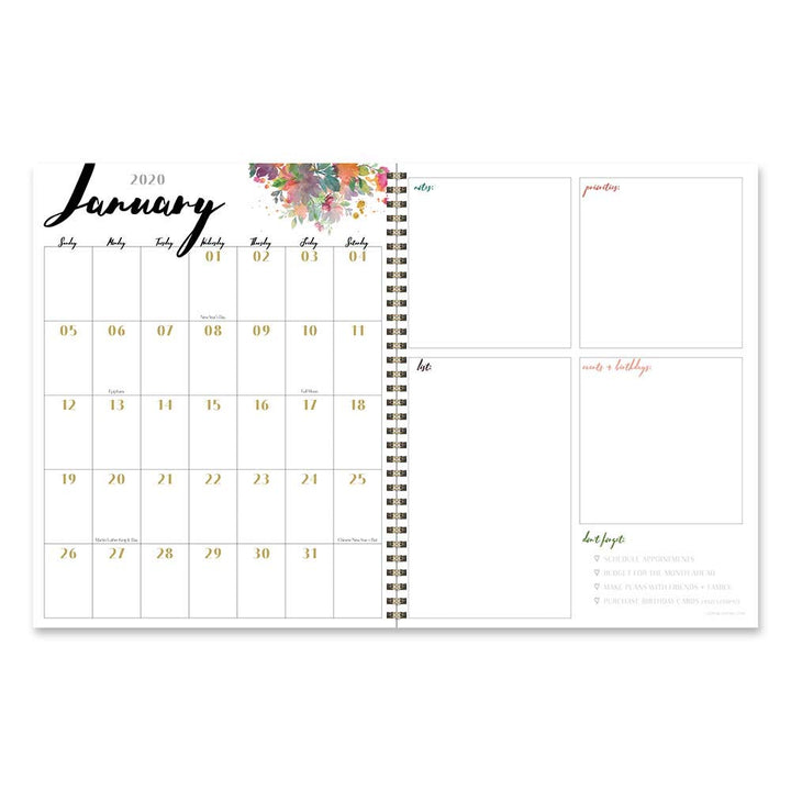 2020 Green & Gold Large Weekly Monthly Planner