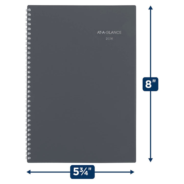 AT-A-GLANCE 2024 Weekly & Monthly Planner, DayMinder, 5" x 8", Small, Spiral Bound, Monthly Tabs, Gray (GC2000724) 2024 New Edition