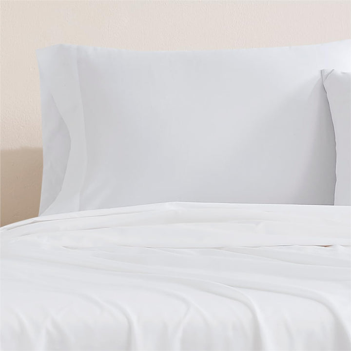 Linen Closet Luxury Cotton 144 Thread Count Organic Cotton King Pillowcases, Set of 2, Arctic White