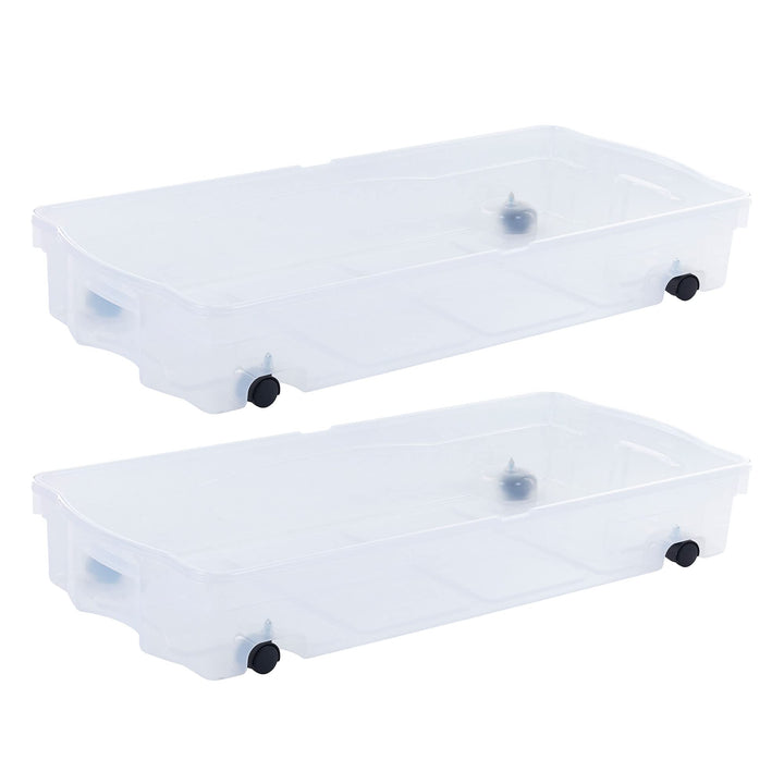 Rubbermaid Cleverstore Under the Bed 70 Qt Wheeled 2-Pack, Clear Storage Bins with Latching Lids, Stackable, BPA-Free, Made in USA Under the Bed - 2 Pack