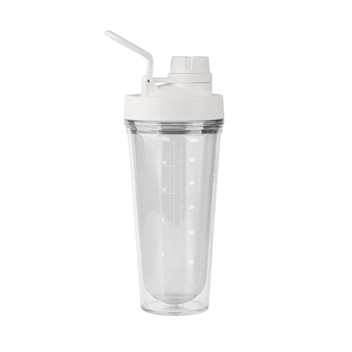 Takeya 24 oz Tritan Plastic Shaker Bottle - Premium BPA Free Protein Shakes Mixer, Leakproof Spout Lid, Shatterproof, Cloud White