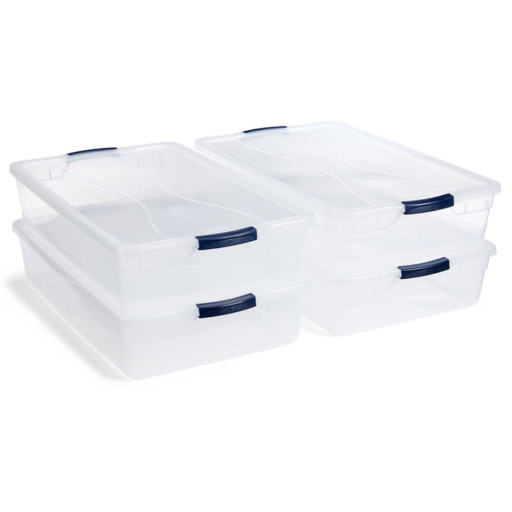 Rubbermaid Cleverstore Under the Bed 70 Qt Wheeled 2-Pack, Clear Storage Bins with Latching Lids, Stackable, BPA-Free, Made in USA Under the Bed - 2 Pack