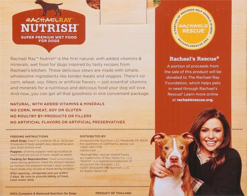 Nutrish Rachael Ray Premium Natural Wet Dog Food with Added Vitamins & Minerals, Savory Favorites Variety Pack, 8 Ounce Tub (Pack of 6)