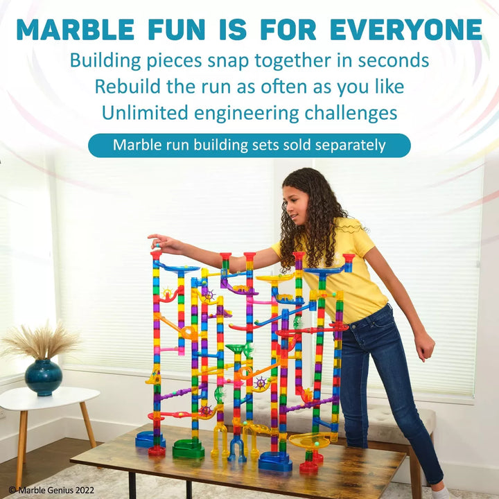 Marble Genius Marble Glow Run Race Track Set - 50 Pcs, Glow in the Dark, Gift for Kids, Color Instruction Manual