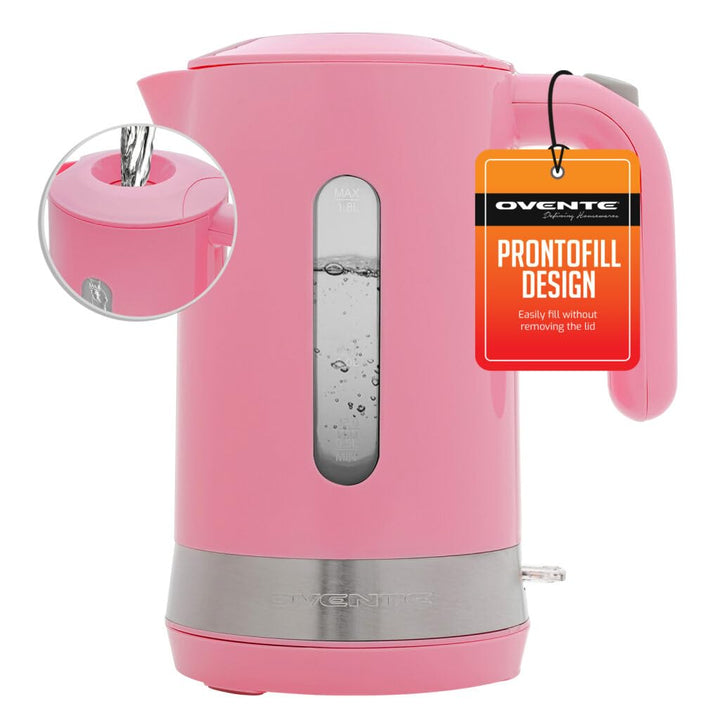 OVENTE Electric Kettle Hot Water Heater 1.8 Liter - BPA Free Fast Boiling Cordless Water Warmer - Auto Shut Off Instant Water Boiler for Coffee & Tea Pot - Black KP413B Black ProntoFill Easy Fill