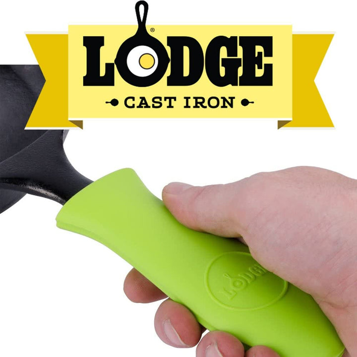 Lodge Silicone Hot Handle Holder - Dishwasher Safe Hot Handle Holder Designed for Lodge Cast Iron Skillets 9 Inches+ w/ Keyhole Handle - Reusable Heat Protection Up to 500° - Green