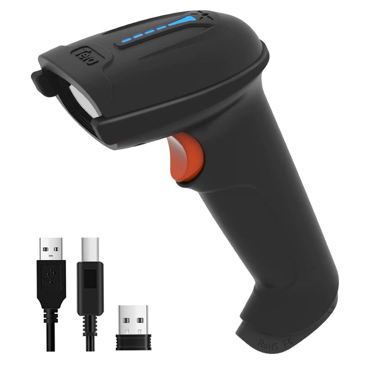 Tera 1D 2D QR Barcode Scanner Wireless and Wired with Battery Level Indicator Digital Printed Bar Code Reader Cordless Handheld Barcode Scanner Compact Plug and Play Model D5100 2D Black