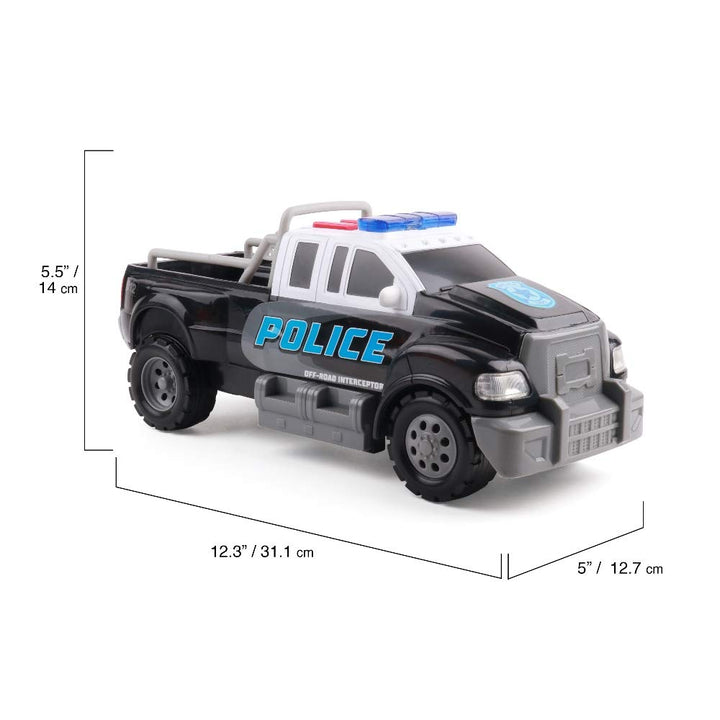 Mighty Fleet Rescue Force 12 Police Pickup Truck Toy with Realistic Lights & Sounds, Durable Construction and Batteries Included, Ages 3+