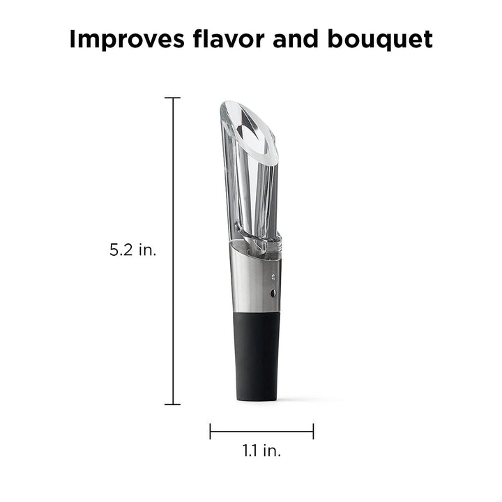 Rabbit W6127 Wine Aerator and Pourer, 1.1 x 1.1 x 5.2 inches, Clear/Stainless Steel 5.2 Inch Stainless