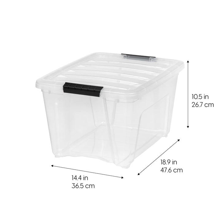 IRIS USA 54 Quart Stackable Plastic Storage Bins with Lids and Latching Buckles, 6 Pack - Pearl, Containers with Lids and Latches, Durable Nestable Closet, Garage, Totes, Tubs Boxes Organizing Latching Lid 54 Qt. - 6 Pack