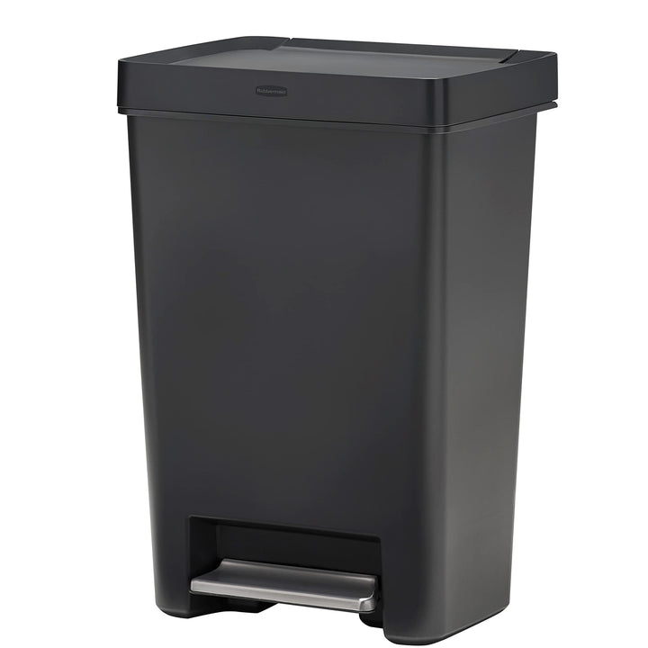 Rubbermaid Premier Series II Step-on Trash Can for Home and Kitchen, with Lid Lock and Slow Close, 13 Gallon, Charcoal, for Home/Kitchen/Hotel/Lobby/Office 13G - Classic Plastic