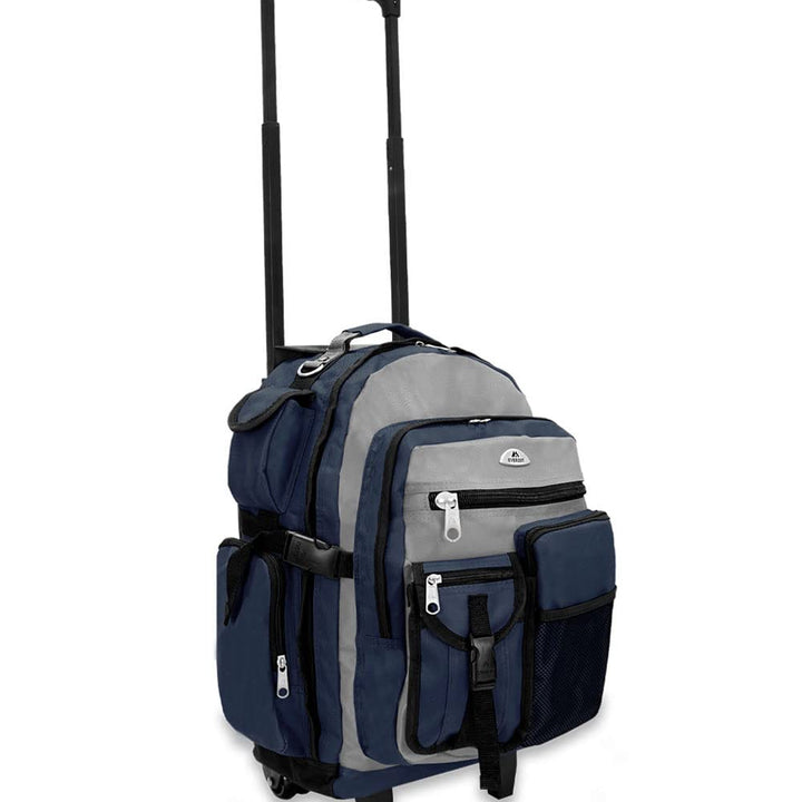 Everest Deluxe Wheeled Backpack, Navy/Gray/Black, One Size