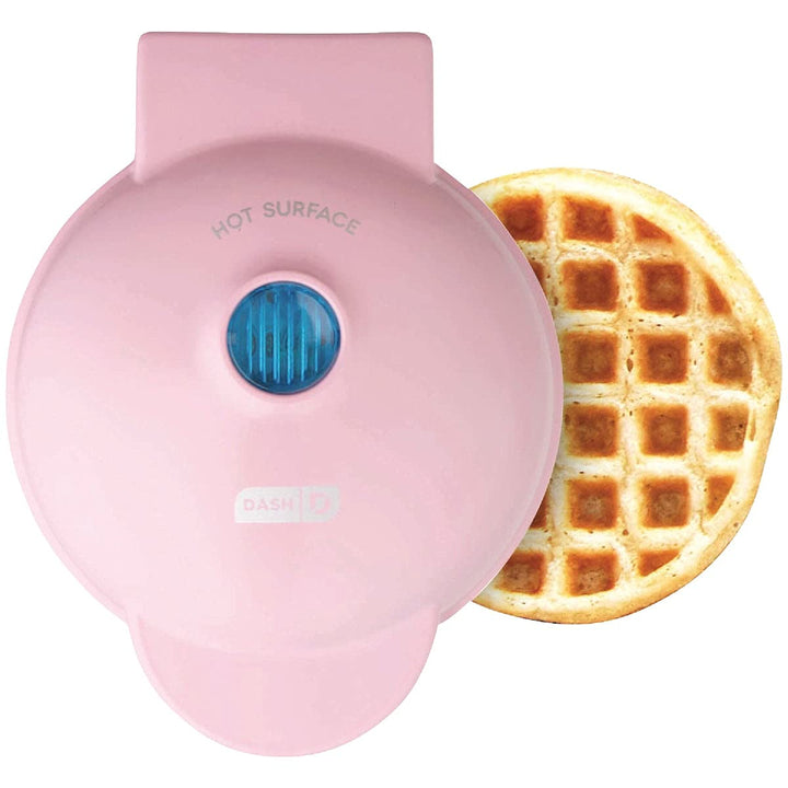 DASH Mini Maker for Individual Waffles, Hash Browns, Keto Chaffles with Easy to Clean, Non-Stick Surfaces, 4 Inch, Pink Waffle Maker