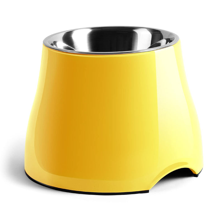Fluffydream Elevated Dog Bowls,[Prevention of Vertebrae Disease] Non-Slip Dog Bowl with Stainless Steel Bowl,High Capacity Dog Food Bowls,Colorful Raised Dog Bowls for Medium/Small Size Dogs M (540ML / 2 Cups) LemonYellow