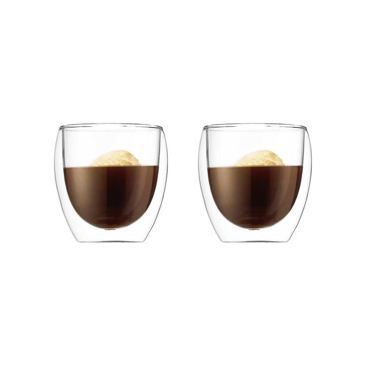 Bodum Pavina Double Wall Insulated Glasses, 2 Count (Pack of 1), Clear 8oz, Set of 2 Glass