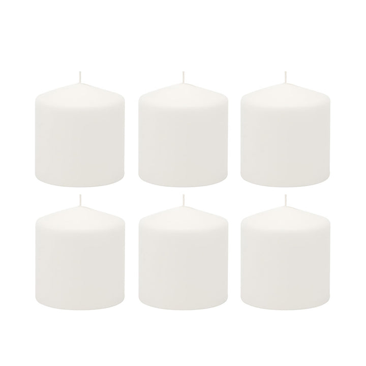 Stonebriar 3 Pack Tall 3 x 6 Inch 65 Hour Long Burning Unscented White Wax Pillar Candles 3x6 3.0