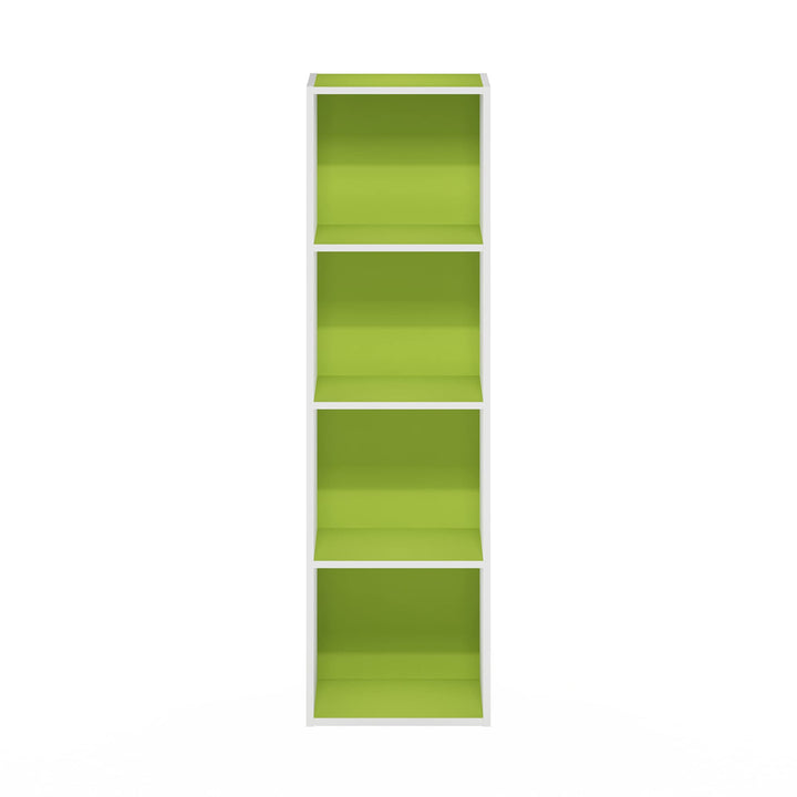 Furinno Pasir 3-Tier Open Shelf Bookcase, White/Green 11003WH/GR 3-Tier Cube