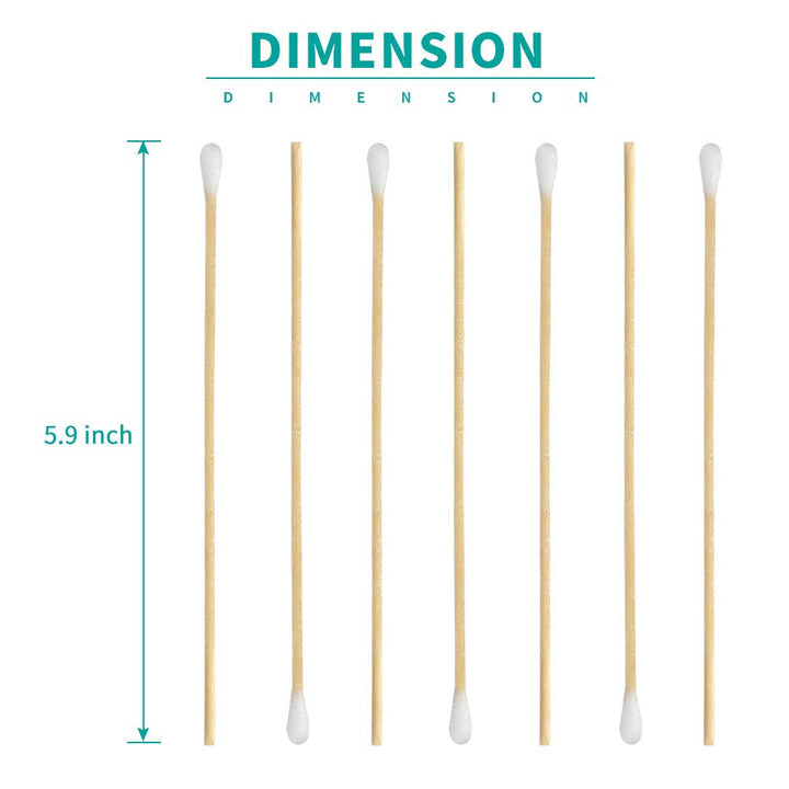 Yinghezu 200 Pcs Count 6" Inch Long Cotton Swabs with Wooden Handles Cotton Tipped Applicator, Cleaning with Wood Handle for Oil Makeup Gun Applicators, Eye Ears Eyeshadow Brush and Remover Tool