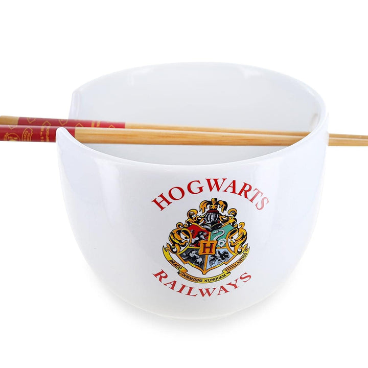 Silver Buffalo Harry Potter Hogwarts Railways House Crest Ceramic Ramen Noodle Rice Bowl with Chopsticks, Microwave Safe, 20 Ounces Cartoon