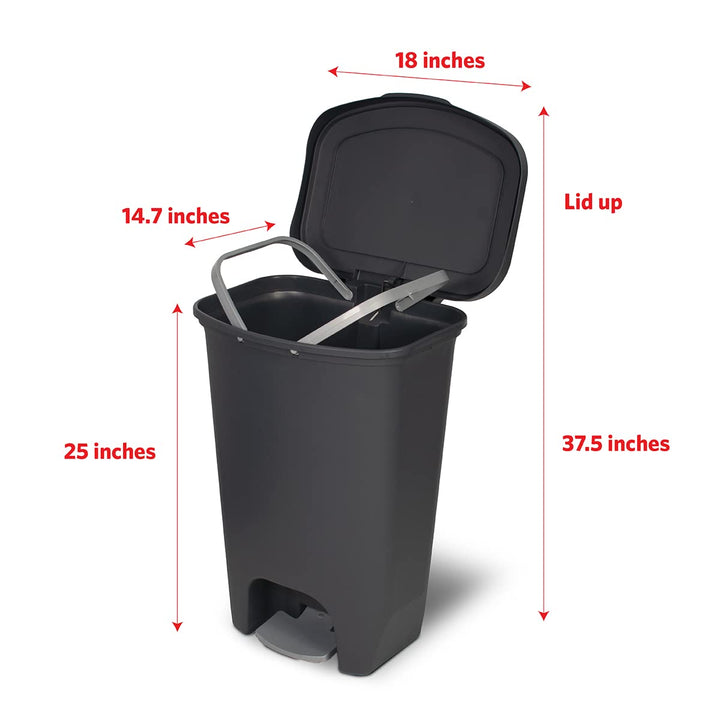 Glad 13 Gallon Trash Can | Plastic Kitchen Waste Bin with Odor Protection of Lid | Hands Free with Step On Foot Pedal and Garbage Bag Rings, 13 Gallon, White