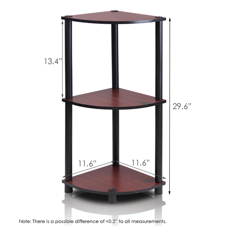 Furinno Turn-N-Tube 4-Tier Corner Display Rack Multipurpose Shelving Unit, Dark Brown Grain/Black 4-Tier Round Tube