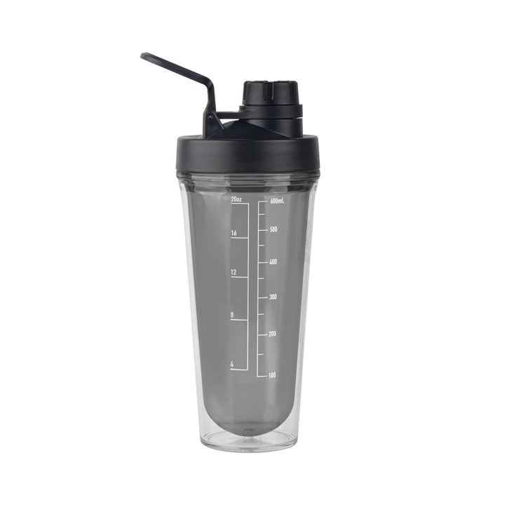 Takeya 24 oz Tritan Plastic Shaker Bottle - Premium BPA Free Protein Shakes Mixer, Leakproof Spout Lid, Shatterproof, Stormy Black