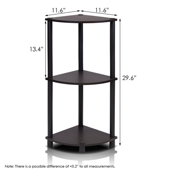 Furinno Turn-N-Tube 4-Tier Corner Display Rack Multipurpose Shelving Unit, Dark Brown Grain/Black 4-Tier Round Tube