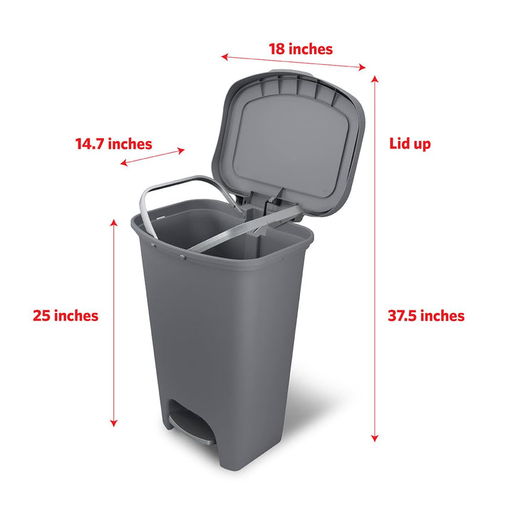 Glad 13 Gallon Trash Can | Plastic Kitchen Waste Bin with Odor Protection of Lid | Hands Free with Step On Foot Pedal and Garbage Bag Rings, 13 Gallon, White