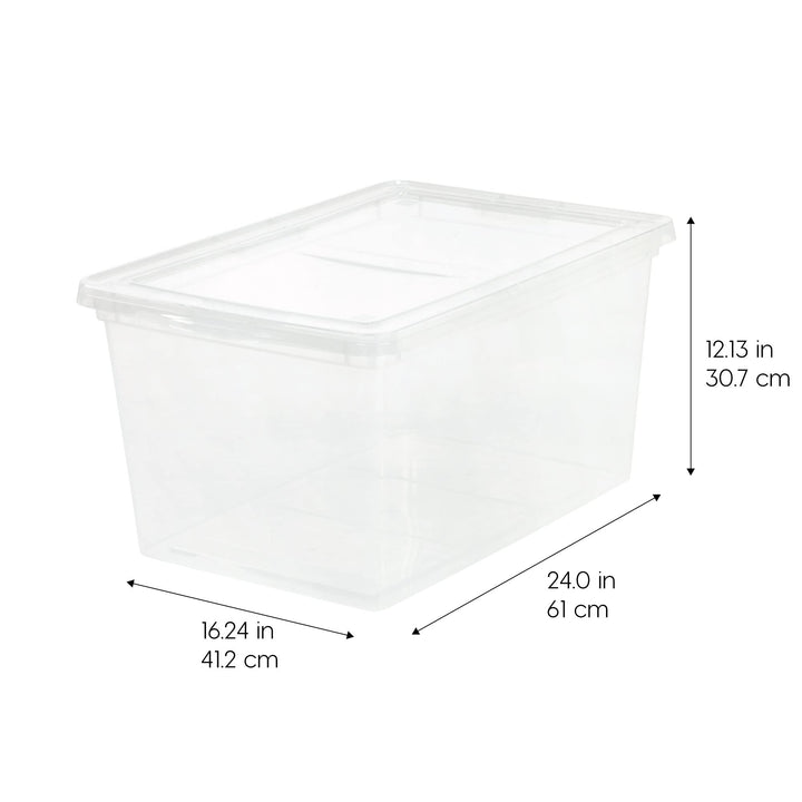 IRIS USA 68 Qt Clear Storage Box, BPA-Free Plastic Stackable Bin with Lid, Containers to Organize Closet Shelves, Clothes, Blankets, Towels, 6 Pack 68 Qt. - 6 Pack