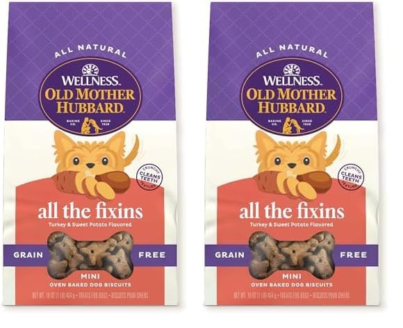 Wellness Old Mother Hubbard Pick of the Patch Grain Free Natural Dog Treats, Crunchy Oven-Baked Biscuits, Ideal for Training, Mini Size, 16 ounce bag Pumpkin & Carrot 1 Pound (Pack of 1)